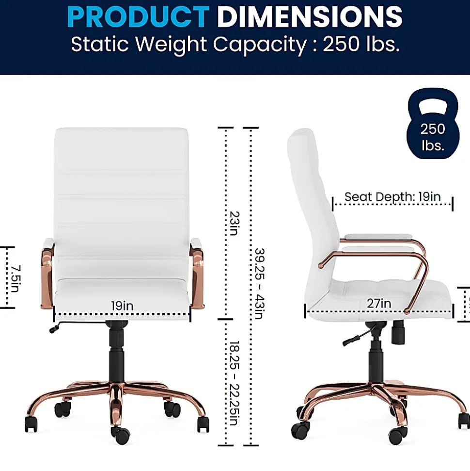 Flash Furniture LeatherSoft™ Faux Leather High-Back Office Chair, White/Pink