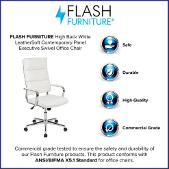 Flash Furniture LeatherSoft™ Faux Leather High-Back Contemporary Executive Office Chair, White