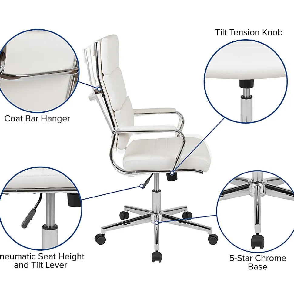 Flash Furniture LeatherSoft™ Faux Leather High-Back Contemporary Executive Office Chair, White