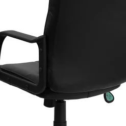 Flash Furniture LeatherSoft™ Faux Leather Mid-Back Office Chair With Chrome Base And Arms, Black/Gray