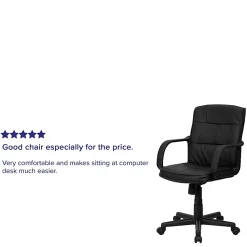 Flash Furniture LeatherSoft™ Faux Leather Mid-Back Office Chair With Chrome Base And Arms, Black/Gray
