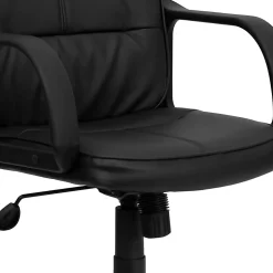 Flash Furniture LeatherSoft™ Faux Leather Mid-Back Office Chair With Chrome Base And Arms, Black/Gray