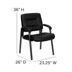 Flash Furniture LeatherSoft Executive Side Reception Chair with Powder Coated Frame, Black/Black
