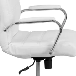 Flash Furniture LeatherSoft™ Faux Leather Mid-Back Office Chair With Chrome Base And Arms, White/Gray