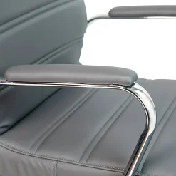 Flash Furniture LeatherSoft™ Faux Leather Mid-Back Office Chair, Gray/Chrome