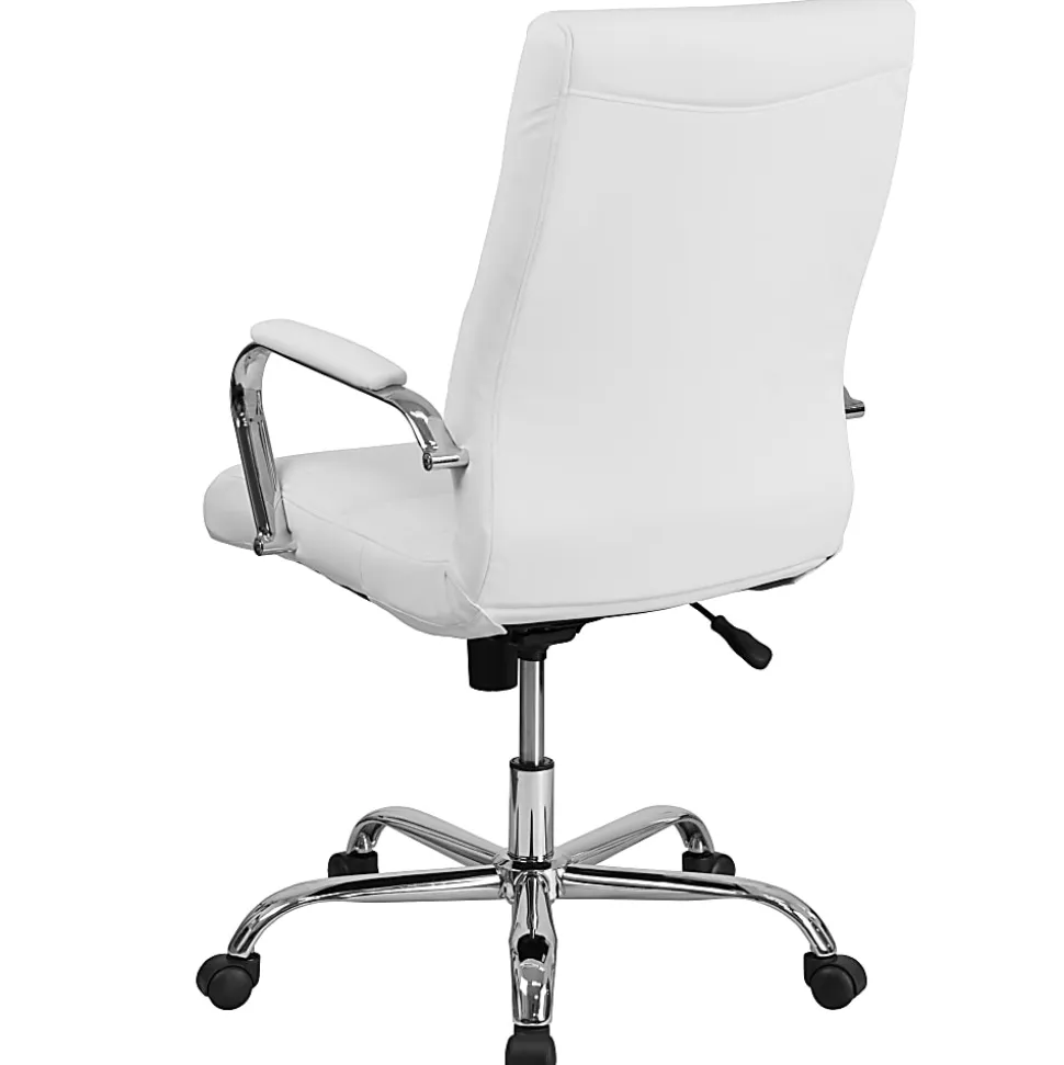 Flash Furniture LeatherSoft™ Faux Leather High-Back Office Chair With Chrome Base And Arms, White/Gray