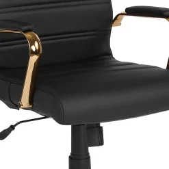 Flash Furniture LeatherSoft™ Faux Leather Mid-Back Office Chair With Chrome Base And Arms, White/Pink
