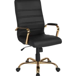 Flash Furniture LeatherSoft™ Faux Leather Mid-Back Office Chair With Chrome Base And Arms, White/Pink
