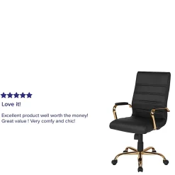 Flash Furniture LeatherSoft™ Faux Leather Mid-Back Office Chair With Chrome Base And Arms, White/Pink