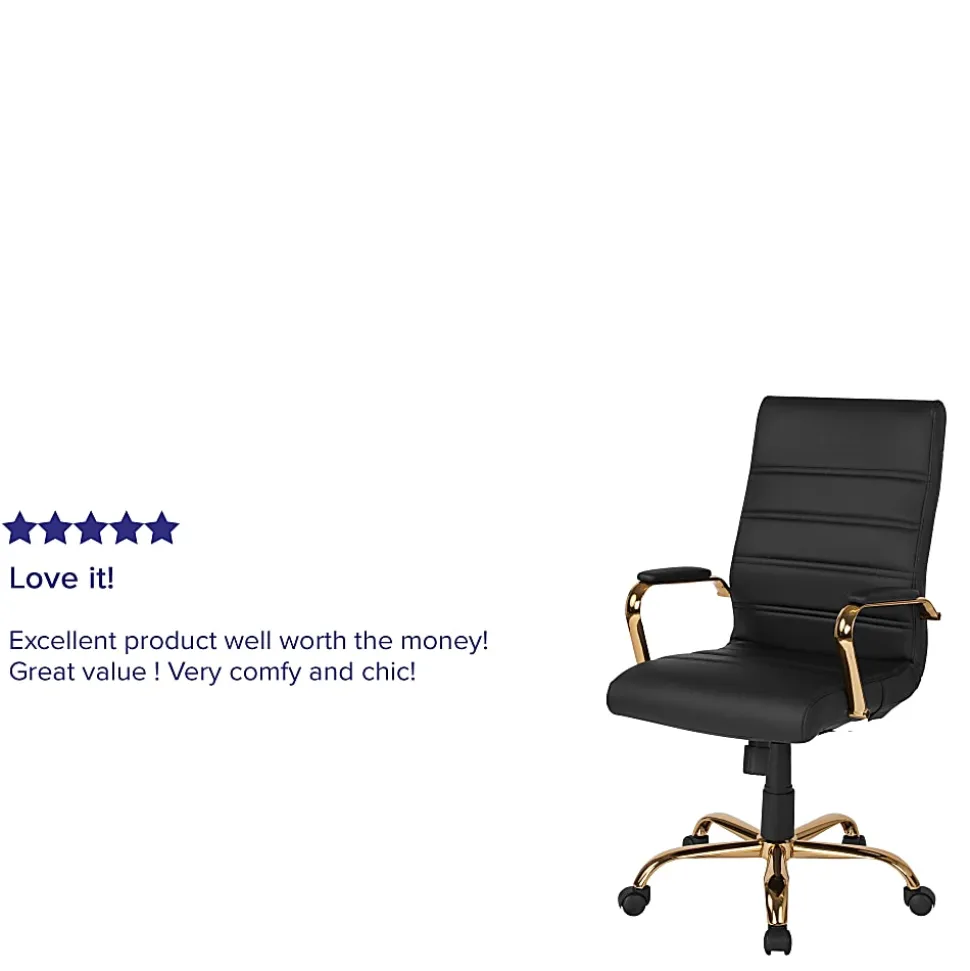 Flash Furniture LeatherSoft™ Faux Leather Mid-Back Office Chair With Chrome Base And Arms, White/Pink