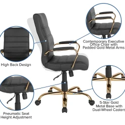 Flash Furniture LeatherSoft™ Faux Leather Mid-Back Office Chair With Chrome Base And Arms, White/Pink