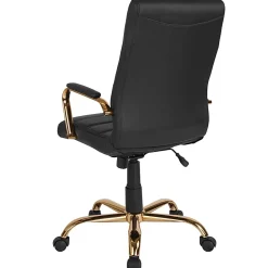 Flash Furniture LeatherSoft™ Faux Leather Mid-Back Office Chair With Chrome Base And Arms, White/Pink
