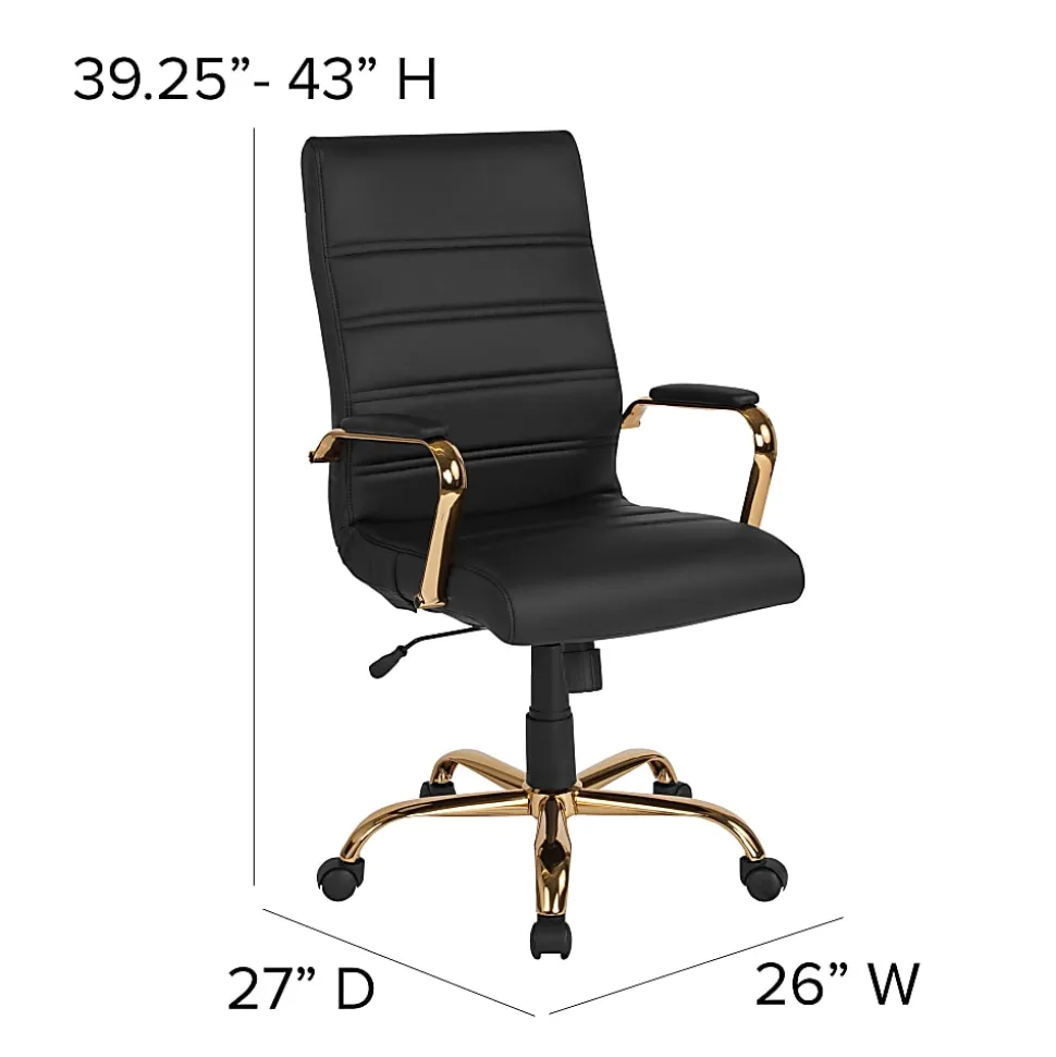 Flash Furniture LeatherSoft™ Faux Leather Mid-Back Office Chair With Chrome Base And Arms, White/Pink