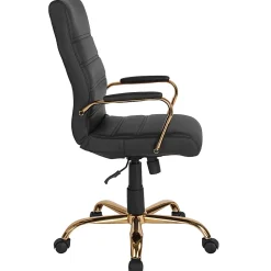 Flash Furniture LeatherSoft™ Faux Leather Mid-Back Office Chair With Chrome Base And Arms, White/Pink