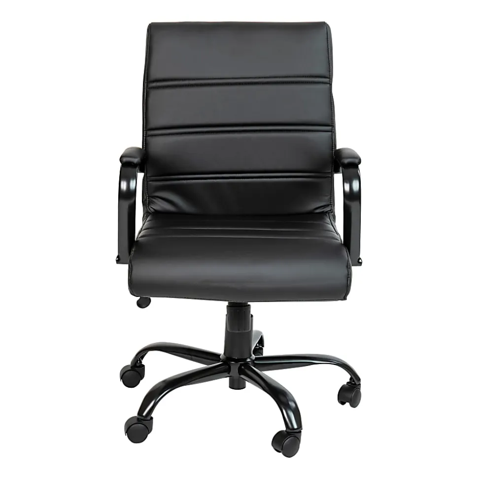 Flash Furniture LeatherSoft™ Faux Leather Mid-Back Office Chair, Black/Chrome