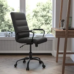 Flash Furniture LeatherSoft™ Faux Leather Mid-Back Office Chair, Black/Chrome