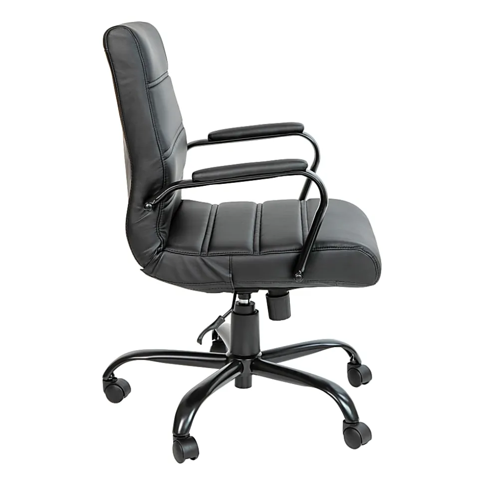 Flash Furniture LeatherSoft™ Faux Leather Mid-Back Office Chair, Black/Chrome