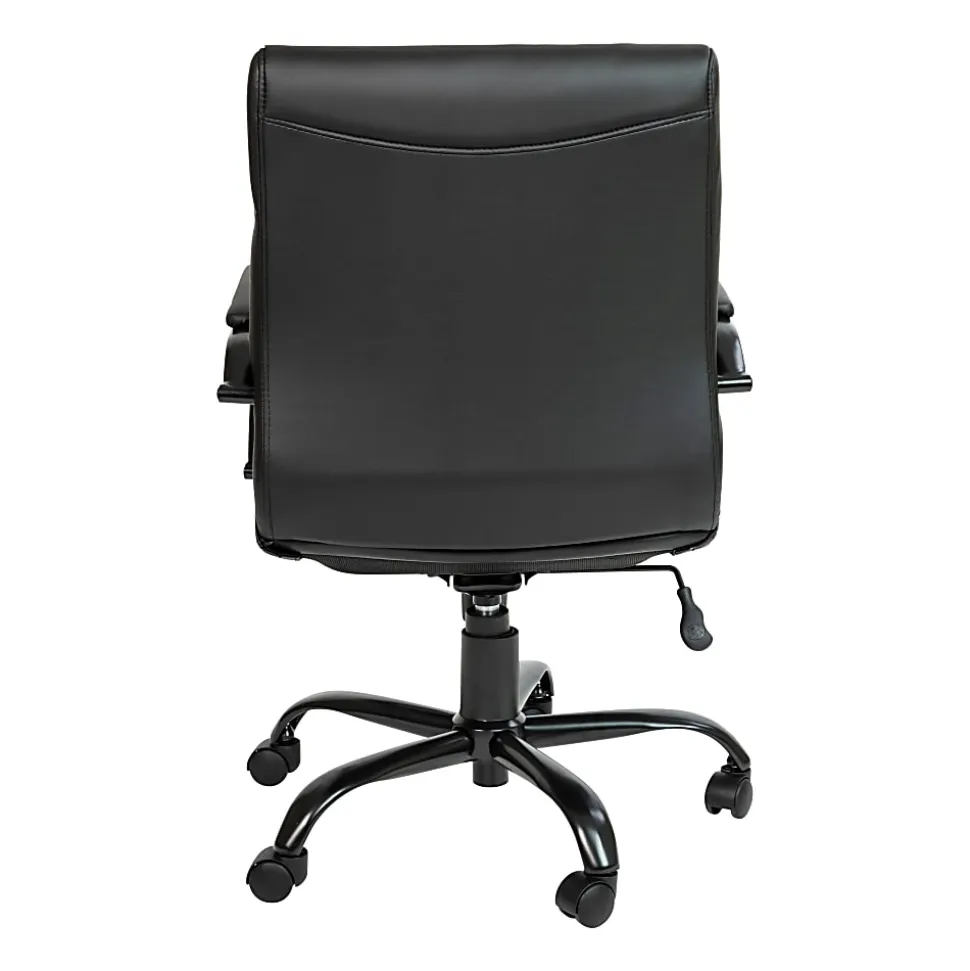 Flash Furniture LeatherSoft™ Faux Leather Mid-Back Office Chair, Black/Chrome