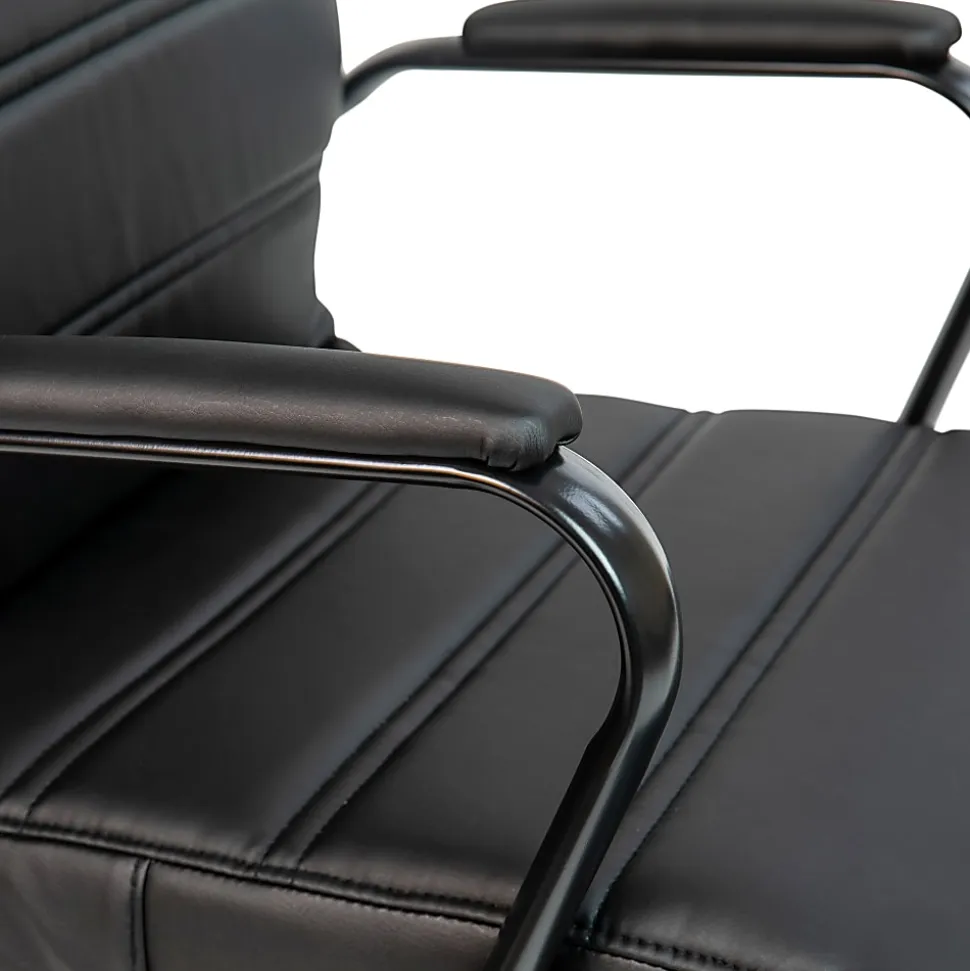 Flash Furniture LeatherSoft™ Faux Leather Mid-Back Office Chair, Black/Chrome