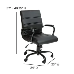 Flash Furniture LeatherSoft™ Faux Leather Mid-Back Office Chair, Black/Chrome
