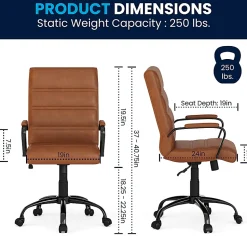 Flash Furniture LeatherSoft™ Faux Leather Mid-Back Office Chair, Brown/Black/Chrome