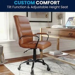 Flash Furniture LeatherSoft™ Faux Leather Mid-Back Office Chair, Brown/Black/Chrome