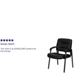 Flash Furniture LeatherSoft Executive Side Reception Chair with Powder Coated Frame, Black/Titanium Gray