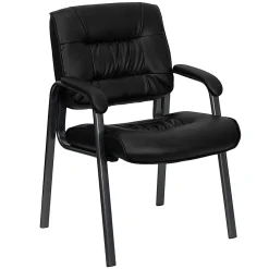 Flash Furniture LeatherSoft Executive Side Reception Chair with Powder Coated Frame, Black/Titanium Gray