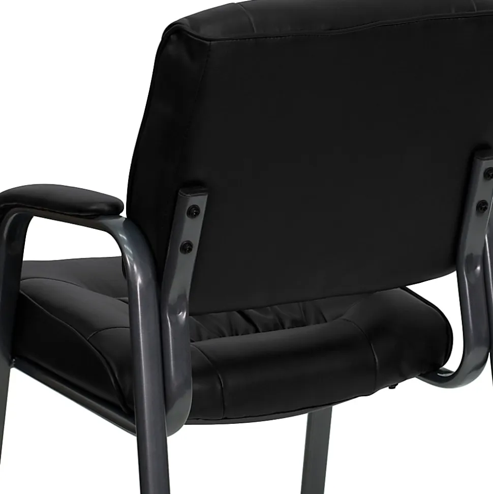 Flash Furniture LeatherSoft Executive Side Reception Chair with Powder Coated Frame, Black/Titanium Gray