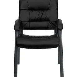Flash Furniture LeatherSoft Executive Side Reception Chair with Powder Coated Frame, Black/Titanium Gray