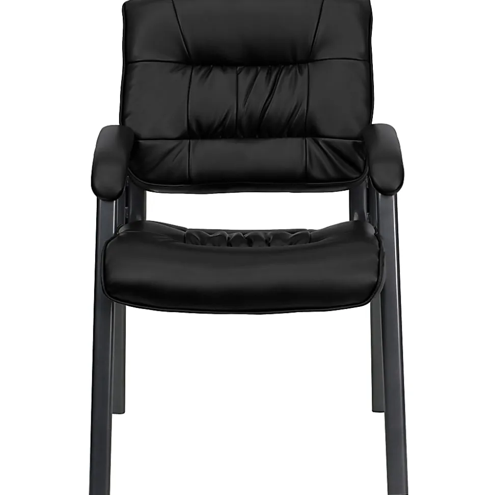 Flash Furniture LeatherSoft Executive Side Reception Chair with Powder Coated Frame, Black/Titanium Gray