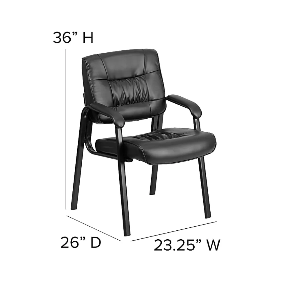 Flash Furniture LeatherSoft Executive Side Reception Chair with Powder Coated Frame, Black/Titanium Gray
