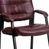 Flash Furniture LeatherSoft Executive Side Reception Chair with Powder Coated Frame, Burgundy/Black