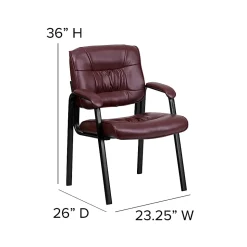 Flash Furniture LeatherSoft Executive Side Reception Chair with Powder Coated Frame, Burgundy/Black