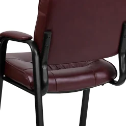 Flash Furniture LeatherSoft Executive Side Reception Chair with Powder Coated Frame, Burgundy/Black
