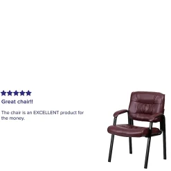 Flash Furniture LeatherSoft Executive Side Reception Chair with Powder Coated Frame, Burgundy/Black