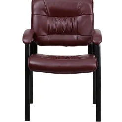 Flash Furniture LeatherSoft Executive Side Reception Chair with Powder Coated Frame, Burgundy/Black