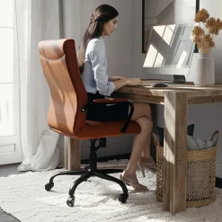 Flash Furniture LeatherSoft™ Faux Leather High-Back Office Chair, Brown/Black/Chrome