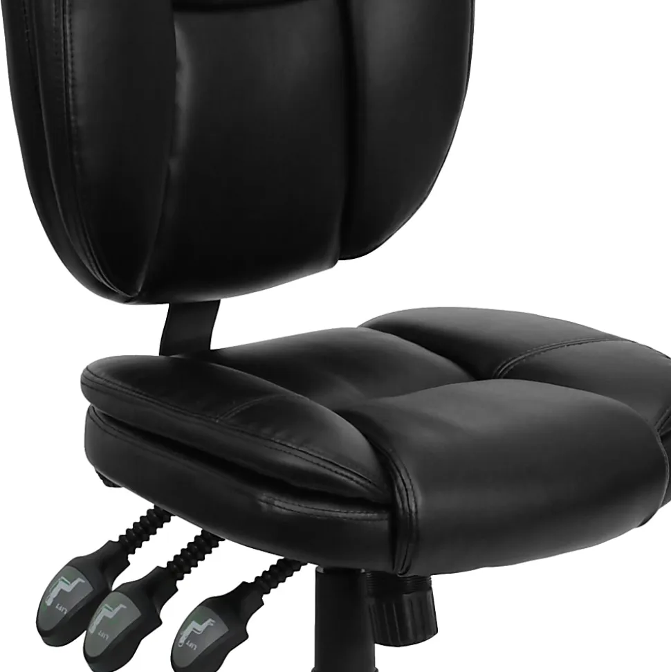 Flash Furniture LeatherSoft™ Faux Leather Mid-Back Multifunction Ergonomic Swivel Task Chair, Black