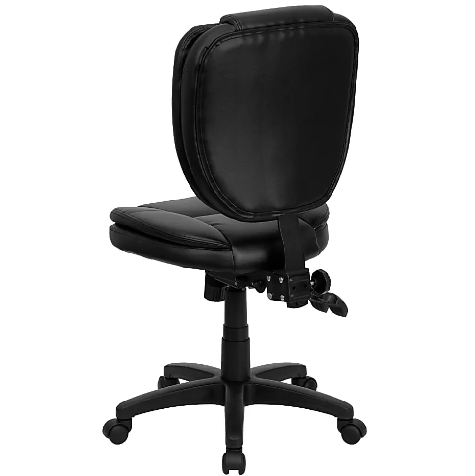 Flash Furniture LeatherSoft™ Faux Leather Mid-Back Multifunction Ergonomic Swivel Task Chair, Black