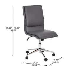 Flash Furniture Madigan Faux Leather Mid-Back Armless Swivel Task Office Chair, Gray