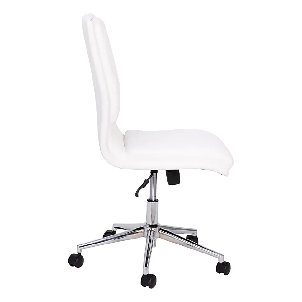 Flash Furniture Madigan Faux Leather Mid-Back Armless Swivel Task Office Chair, White
