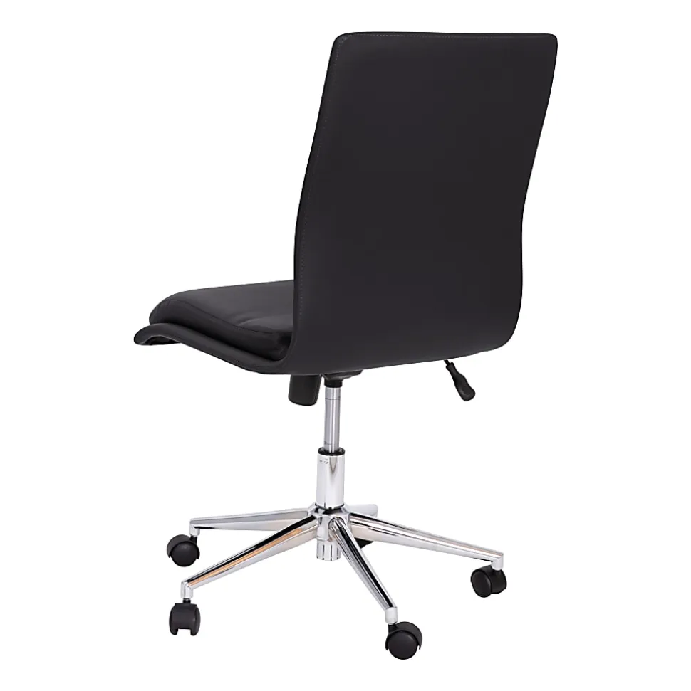 Flash Furniture Madigan Faux Leather Mid-Back Armless Swivel Task Office Chair, Black