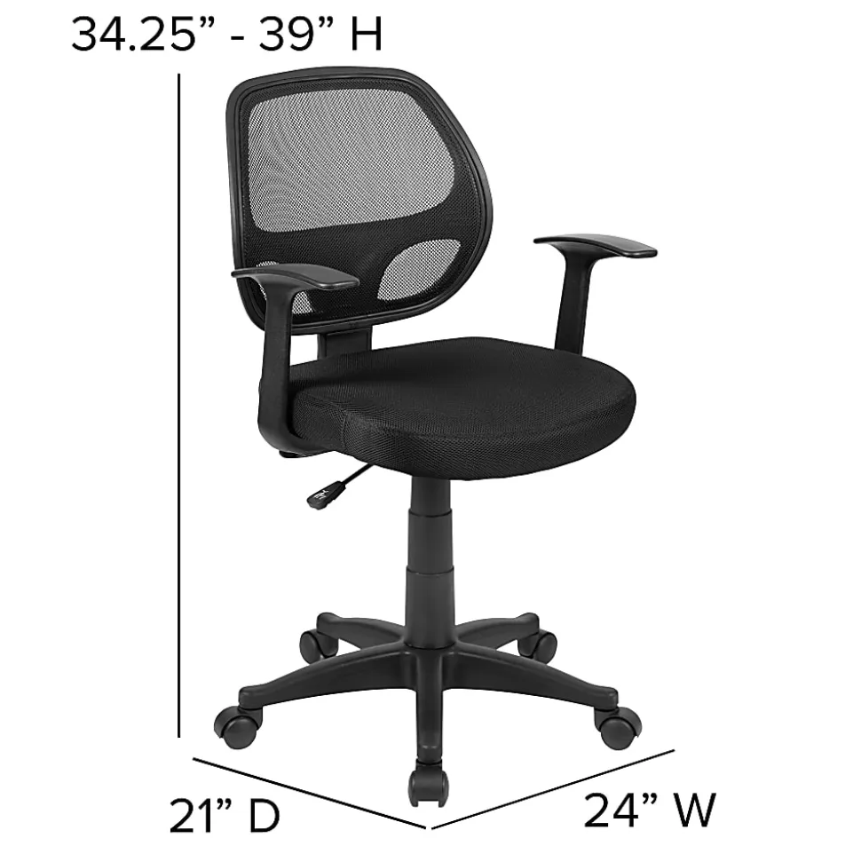 Flash Furniture Mallard Mesh Mid-Back Swivel Task Chair, Black