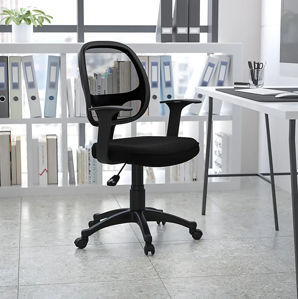 Flash Furniture Mallard Mesh Mid-Back Swivel Task Chair, Black
