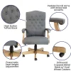 Flash Furniture Martha Washington Fabric High-Back Swivel Executive Office Chair With Arms, Gray/Driftwood