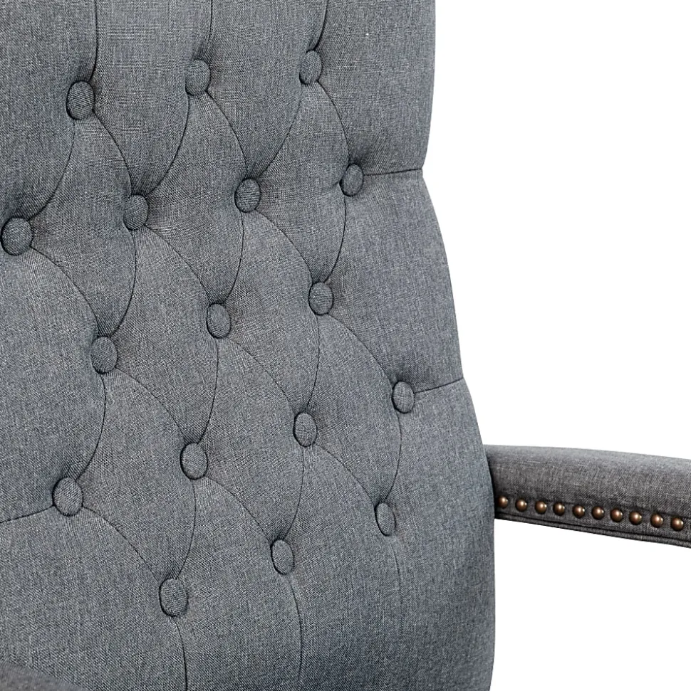 Flash Furniture Martha Washington Fabric High-Back Swivel Executive Office Chair With Arms, Gray/Driftwood