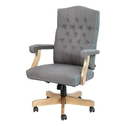 Flash Furniture Martha Washington Fabric High-Back Swivel Executive Office Chair With Arms, Gray/Driftwood