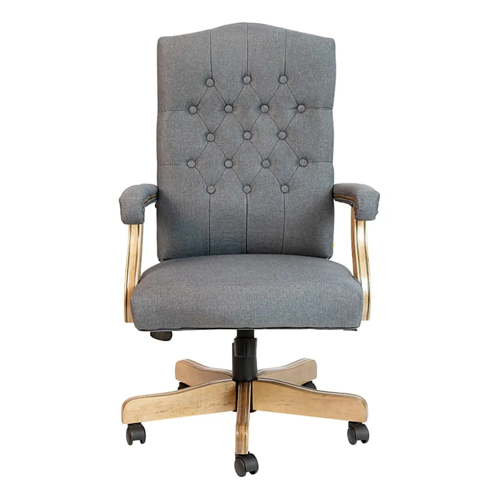 Flash Furniture Martha Washington Fabric High-Back Swivel Executive Office Chair With Arms, Gray/Driftwood