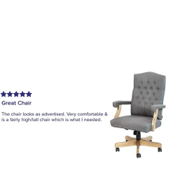 Flash Furniture Martha Washington Fabric High-Back Swivel Executive Office Chair With Arms, Gray/Driftwood